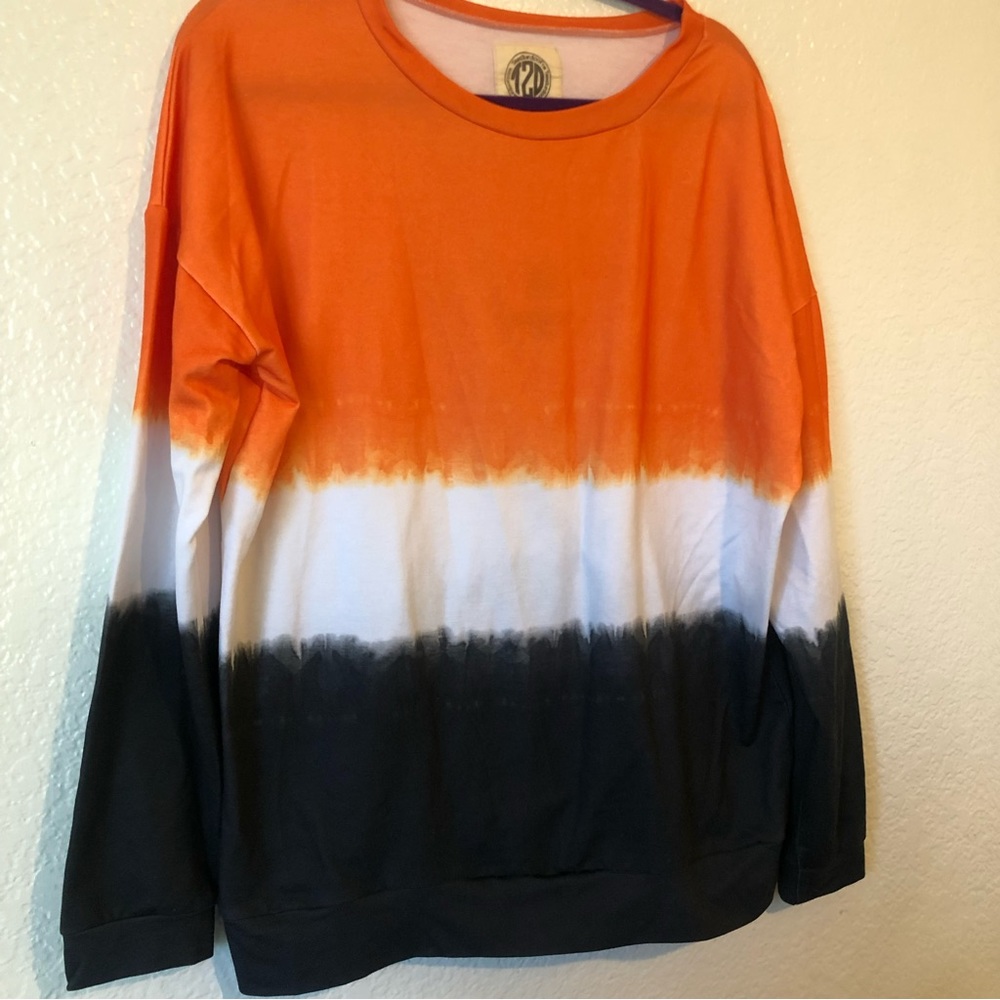 Tees2urDoor Halloween Ombré Tye Die Plus Size LightWeight Sweatshirt